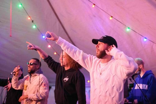 Mike Sudoma / Winnipeg Free Press
Alaclair Ensemble perform at the Air Canada Portage tent at Festival Du Voyageur Friday night
February 22, 2019