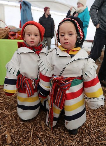 TREVOR HAGAN/ WINNIPEG PRESS
Brothers, Zacharie and Ezechiel Janichon, 2, getting all dressed up for the last day of Festival du Voyageur, Sunday, February 24, 2019.