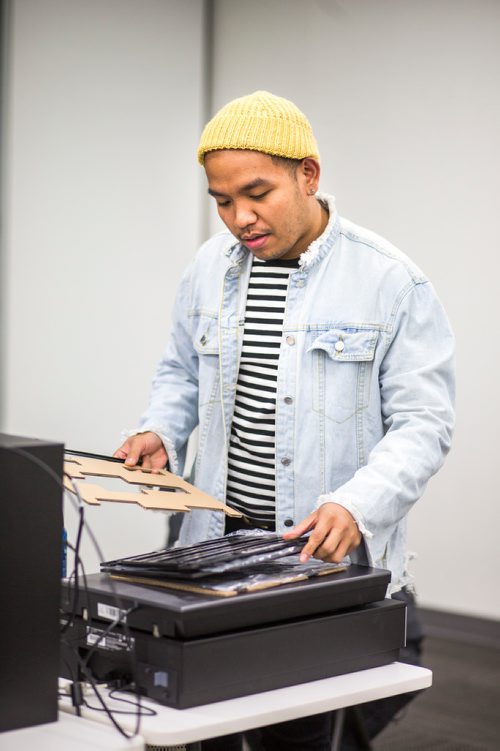 MIKAELA MACKENZIE / WINNIPEG FREE PRESS
Ally Gonzalo cleans up after scanning negatives at the ideaMILL at the Millennium Library in Winnipeg on Monday, Feb. 25, 2019. The library offers much more than books these days, with programs and resources ranging from light therapy lamps to 3D printers.
Winnipeg Free Press 2019.