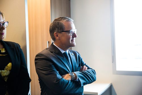 MIKAELA MACKENZIE / WINNIPEG FREE PRESS
Cameron Friesen, Minister of Health, Seniors and Active Living, listens during a tour of the new HSC Winnipeg Womens Hospital in Winnipeg on Tuesday, Feb. 26, 2019. 
Winnipeg Free Press 2019.