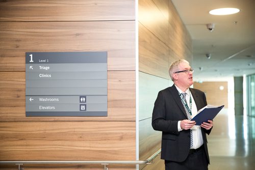 MIKAELA MACKENZIE / WINNIPEG FREE PRESS
Ronan Segrave, Interim Chief Operating Officer of HSC Winnipeg, speaks to the media at the new HSC Winnipeg Womens Hospital in Winnipeg on Tuesday, Feb. 26, 2019. 
Winnipeg Free Press 2019.