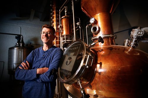 JOHN WOODS / WINNIPEG FREE PRESS
Brock Coutts, co-owner of Patent 5 Distillery, is photographed with his still in Winnipeg Tuesday, February 26, 2019. Much of the interior decor has been repurposed from the old St Regis Hotel and will be opening soon.