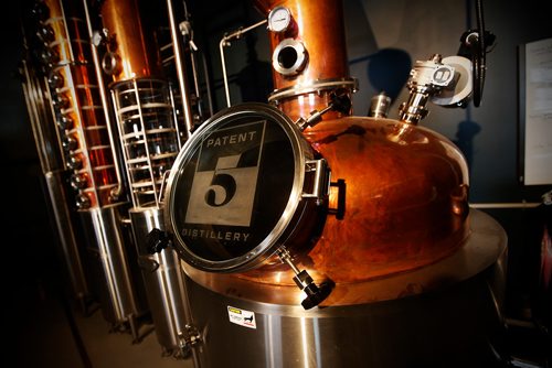 JOHN WOODS / WINNIPEG FREE PRESS
The still at Patent 5 Distillery, is photographed in Winnipeg Tuesday, February 26, 2019. Much of the interior decor has been repurposed from the old St Regis Hotel.