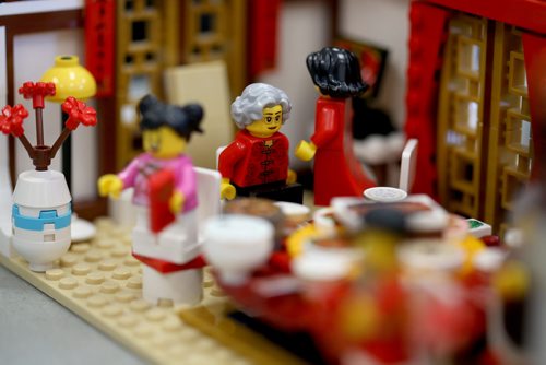 TREVOR HAGAN / WINNIPEG FREE PRESS
A Chinese New Years themed set owned by Shaun Warkentin that Yvette Shang brought back from China at the Manitoba LEGO Club block party, for Dave Sanderson, Sunday, February 24, 2019.