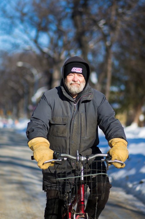 MIKAELA MACKENZIE / WINNIPEG FREE PRESS
Cyclist Tim Brandt poses for a portrait in Corydon in Winnipeg on Wednesday, Feb. 27, 2019.  Brandt has not driven in 18 years, and is one of a growing segment of Winnipeggers who have made the choice to go car-free.
Winnipeg Free Press 2019.