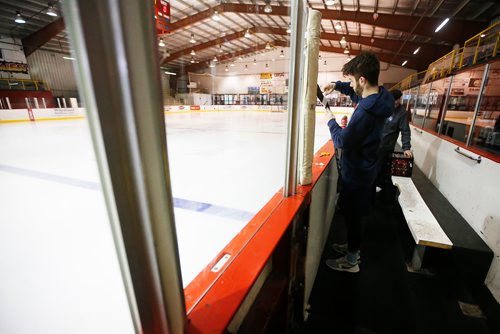 JOHN WOODS / WINNIPEG FREE PRESS
Steinbach Pistons defenceman Tristan Culleton prepares his stick inside Waywayseecappo arena prior to their game Sunday, February 24, 2019. Steinbach Pistons hit the road on a bus to Waywayseecappo where they played the Waywayseecappo Wolverines and then returned to Steinbach for a 17.5 hour day.

defenceman Tristan Culleton