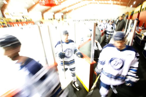 JOHN WOODS / WINNIPEG FREE PRESS
Steinbach Pistons exit the ice after the first period in Waywayseecappo Sunday, February 24, 2019. Steinbach Pistons hit the road on a bus to Waywayseecappo where they played the Waywayseecappo Wolverines and then returned to Steinbach for a 17.5 hour day.