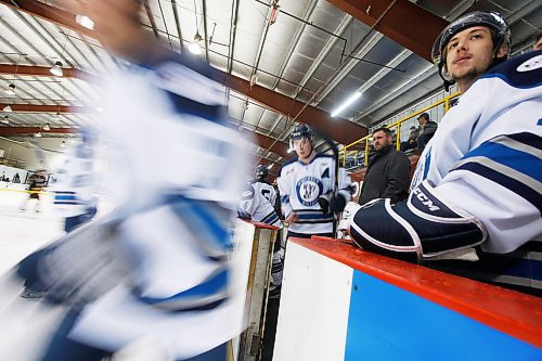 JOHN WOODS / WINNIPEG FREE PRESS
Steinbach Pistons goaltender Matt Lenz (1) looks on as Caydin Cleland (7) hits the ice during the second period in Waywayseecappo Sunday, February 24, 2019. Steinbach Pistons hit the road on a bus to Waywayseecappo where they played the Waywayseecappo Wolverines and then returned to Steinbach for a 17.5 hour day.