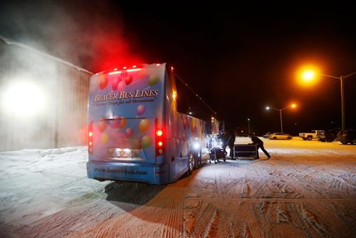 JOHN WOODS / WINNIPEG FREE PRESS
Steinbach Pistons pack up and head to the bus after losing in Waywayseecappo Sunday, February 24, 2019. Steinbach Pistons hit the road on a bus to Waywayseecappo where they played the Waywayseecappo Wolverines and then returned to Steinbach for a 17.5 hour day.