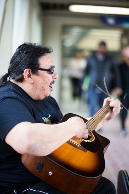 MIKAELA MACKENZIE / WINNIPEG FREE PRESS
Lucien Spence practices in the skywalks downtown in Winnipeg on Wednesday, Feb. 27, 2019. He believes that it is his duty to share his musical talent, and also finds the exposure to be a perk of busking.
Winnipeg Free Press 2019.