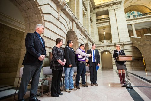 MIKAELA MACKENZIE / WINNIPEG FREE PRESS
Sustainable Development Minister Rochelle Squires makes an announcement about forestry at the Manitoba Legislative Building in Winnipeg on Thursday, Feb. 28, 2019. 
Winnipeg Free Press 2019.