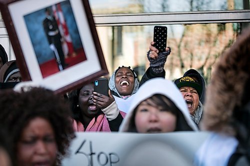 PHIL HOSSACK / WINNIPEG FREE PRESS -About a hundred members of the Sudanese community and others rallied in front of Police HQ Friday afternoon to protest the Police shooting death of Machuar Madut in February. See Alex Paul story. - March 1, 2019.