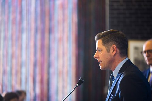 MIKAELA MACKENZIE / WINNIPEG FREE PRESS
Mayor Brian Bowman speaks to the media about the newly released 2019 budget at City Hall in Winnipeg on Friday, March 1, 2019. 
Winnipeg Free Press 2019.