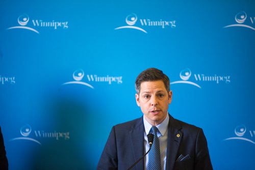 MIKAELA MACKENZIE / WINNIPEG FREE PRESS
Mayor Brian Bowman speaks to the media about the newly released 2019 budget at City Hall in Winnipeg on Friday, March 1, 2019. 
Winnipeg Free Press 2019.