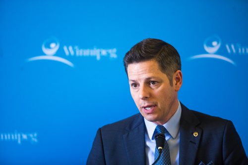 MIKAELA MACKENZIE / WINNIPEG FREE PRESS
Mayor Brian Bowman speaks to the media about the newly released 2019 budget at City Hall in Winnipeg on Friday, March 1, 2019. 
Winnipeg Free Press 2019.