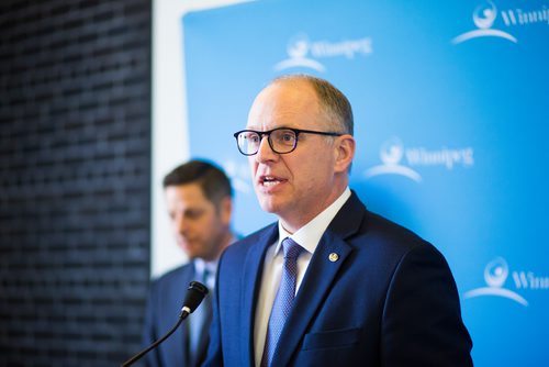 MIKAELA MACKENZIE / WINNIPEG FREE PRESS
Finance chair Scott Gillingham speaks to the media about the newly released 2019 budget at City Hall in Winnipeg on Friday, March 1, 2019. 
Winnipeg Free Press 2019.