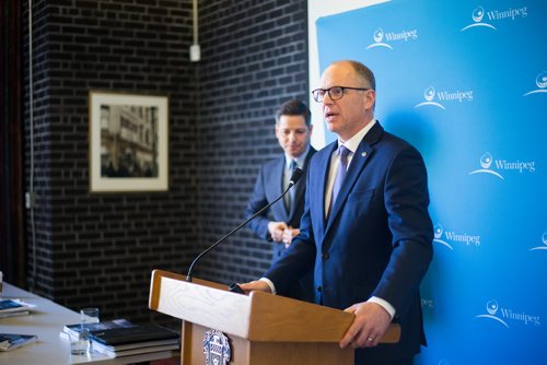 MIKAELA MACKENZIE / WINNIPEG FREE PRESS
Finance chair Scott Gillingham speaks to the media about the newly released 2019 budget at City Hall in Winnipeg on Friday, March 1, 2019. 
Winnipeg Free Press 2019.