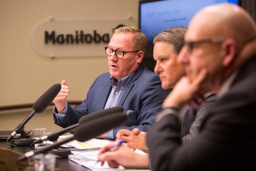 MIKAELA MACKENZIE / WINNIPEG FREE PRESS
Finance Minister Scott Fielding discusses the third quarter financial report for the current fiscal year at a press conference at the Manitoba Legislative Building in Winnipeg on Monday, March 4, 2019.
Winnipeg Free Press 2019.