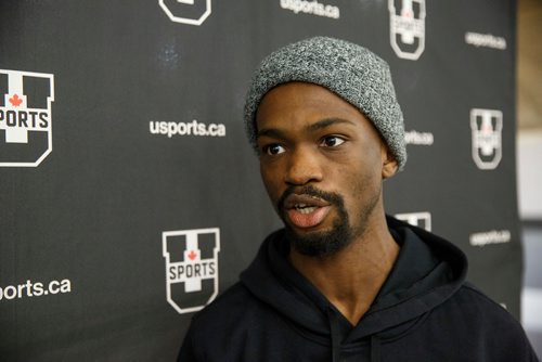 MIKE DEAL / WINNIPEG FREE PRESS
Oyinko Akinola (triple jump, high jump, long jump) is one of the University of Manitoba athletes in contention for a medal as the University of Manitoba prepares to host the 2019 U SPORTS Track & Field Championships from March 7-9 at the Max Bell Fieldhouse.
190305 - Tuesday, March 05, 2019.