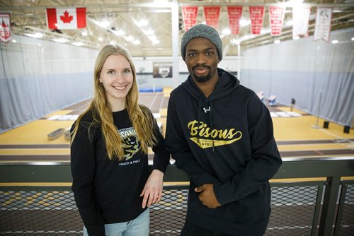 MIKE DEAL / WINNIPEG FREE PRESS
Tegan Turner and Oyinko Akinola are a couple of University of Manitoba athletes in contention for a medal as the University of Manitoba prepares to host the 2019 U SPORTS Track & Field Championships from March 7-9 at the Max Bell Fieldhouse.
190305 - Tuesday, March 05, 2019.