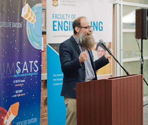 Canstar Community News Feb. 25, 2019 -  The University of Manitoba Space Applications and Technology Society won the Canadian Satellite Design Challenge and was awarded $10,000 on Feb. 25. The group's TSat4 scored highest among judges from the Canadian Space Society. (DANIELLE DA SILVA/SOUWESTER/CANSTAR)