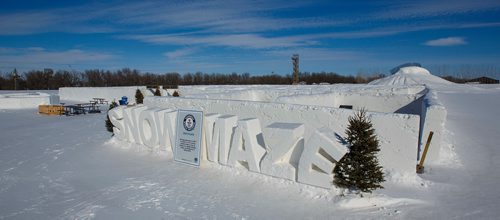 MIKE DEAL / WINNIPEG FREE PRESS
Recently it was released that Guinness World Records declared the snow maze is the largest snow maze (at) 2,789.11 m² (30,021 ft² 110 in²) and was created by A Maze in Corn, Inc (Canada) in St. Adolphe, Manitoba, Canada, and measured on 10 February 2019."
190305 - Tuesday, March 05, 2019.