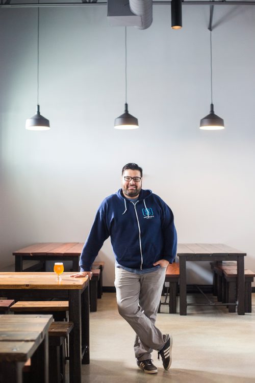 MIKAELA MACKENZIE / WINNIPEG FREE PRESS
Andrew Sookram, who's opening a new brewery called Sookram's, poses for a portrait in the taproom in Winnipeg on Wednesday, March 6, 2019. 
Winnipeg Free Press 2019.