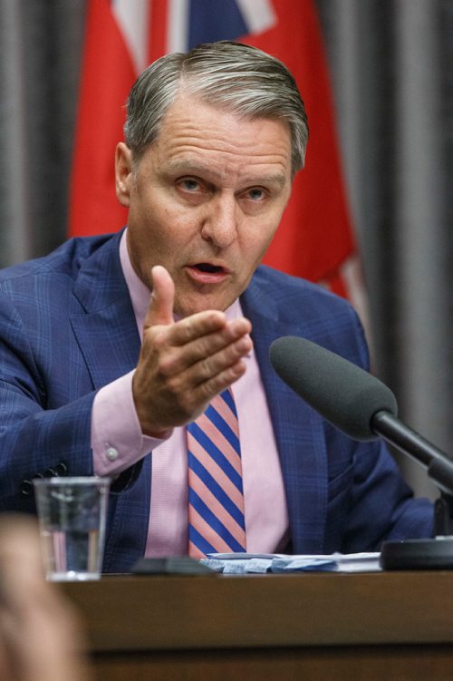 MIKE DEAL / WINNIPEG FREE PRESS
Cameron Friesen Minister of Health, Seniors and Active Living unveils a bill to simplify the administration of the health care system and improve accountability, Wednesday afternoon in the Manitoba Legislative building.
190306 - Wednesday, March 06, 2019.