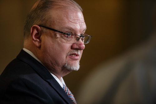 MIKE DEAL / WINNIPEG FREE PRESS
Kelvin Goertzen Minister of Education and Training after question period Wednesday afternoon in the Manitoba Legislative building.
190306 - Wednesday, March 06, 2019.