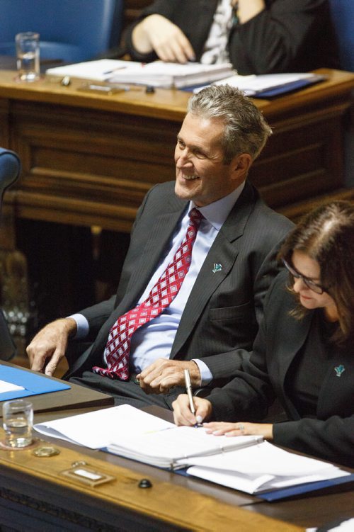 MIKE DEAL / WINNIPEG FREE PRESS
Premier Brian Pallister during question period at the Manitoba Legislative building Wednesday afternoon.
190306 - Wednesday, March 06, 2019.