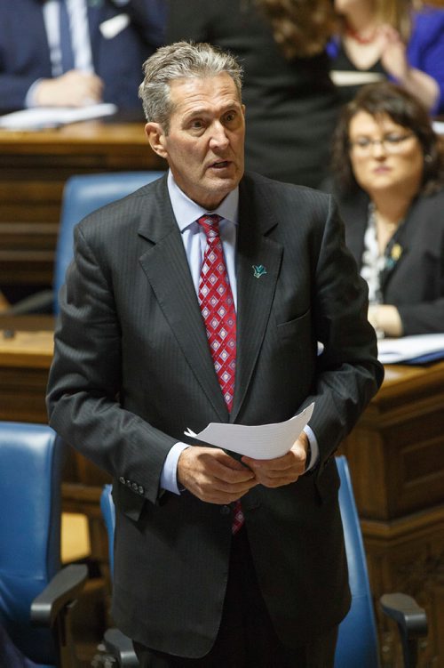 MIKE DEAL / WINNIPEG FREE PRESS
Premier Brian Pallister during question period at the Manitoba Legislative building Wednesday afternoon.
190306 - Wednesday, March 06, 2019.