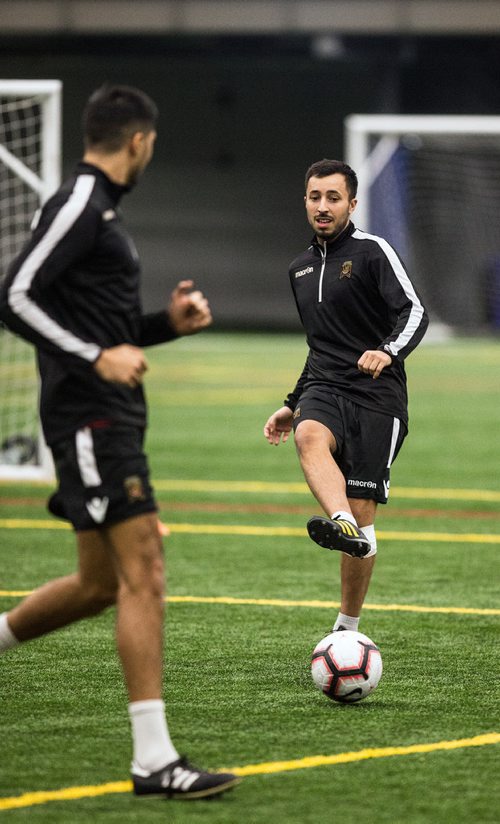 PHIL HOSSACK / WINNIPEG FREE PRESS - Valour FC's mid-fielder Dylan Carreiro  at the team workout Wednesday afternoon. See story. -March 6, 2019.