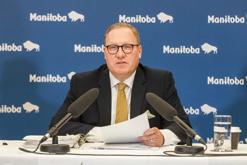 MIKE DEAL / WINNIPEG FREE PRESS
Minister of Finance Scott Fielding during the Media Lockup for the 2019 Provincial Budget prior to tabling the budget in the Manitoba Legislative Chamber Thursday.
190307 - Thursday, March 07, 2019.