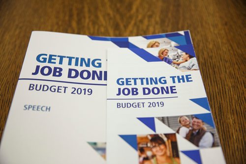 MIKE DEAL / WINNIPEG FREE PRESS
The 2019 Provincial Budget documents.
190307 - Thursday, March 07, 2019.