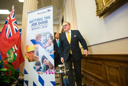 MIKAELA MACKENZIE / WINNIPEG FREE PRESS
Finance Minister Scott Fielding speaks to the media about the 2019 budget in Winnipeg on Thursday, March 7, 2019. 
Winnipeg Free Press 2019.