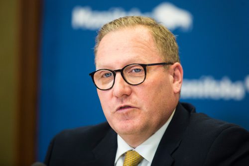 MIKAELA MACKENZIE / WINNIPEG FREE PRESS
Finance Minister Scott Fielding speaks to the media about the 2019 budget in Winnipeg on Thursday, March 7, 2019. 
Winnipeg Free Press 2019.