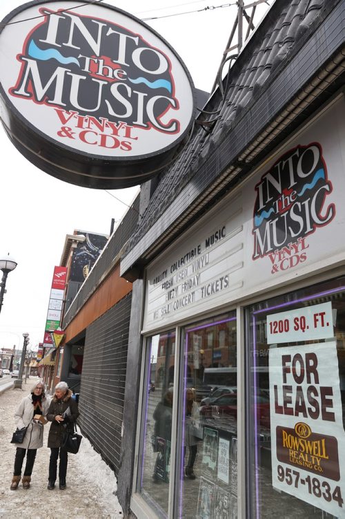 MIKE DEAL / WINNIPEG FREE PRESS
The space that Into the Music occupies in Osborne Village is up for lease.
190308 - Friday, March 8, 2019