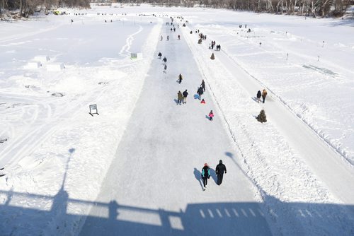 TREVOR HAGAN / WINNIPEG FREE PRESS
As seen from the Norwood Bridge, the skating trail broke a record for number of days open, Sunday, March 10, 2019.