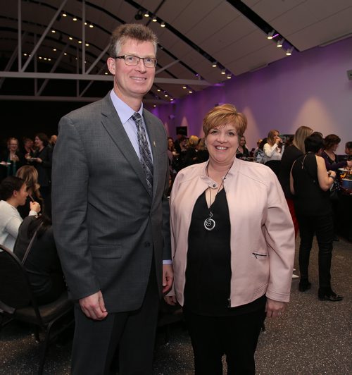 JASON HALSTEAD / WINNIPEG FREE PRESS

L-R: MLA for Minto Andrew Swan and Winnipeg School Division trustee and Women's Health Clinic staff member Lisa Naylor at the Women, Wine and Food fundraiser for the Women's Health Clinic on International Womens Day on March 8, 2019 in Alloway Hall at Manitoba Museum. (See Social Page)