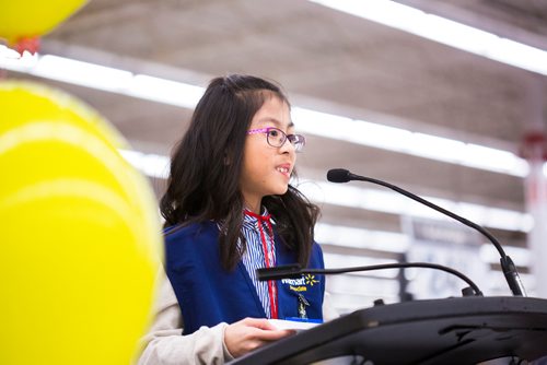 MIKAELA MACKENZIE / WINNIPEG FREE PRESS
Gianna Eusebio, 10, is crowned 2019 Champion Child for the Children's Hospital Foundation of Manitoba at the Walmart Winnipeg South Super Centre in Winnipeg on Tuesday, March 12, 2019. 
Winnipeg Free Press 2019.