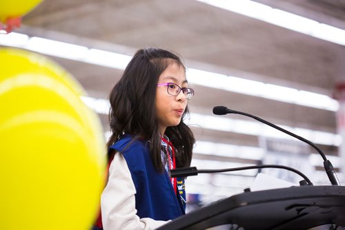 MIKAELA MACKENZIE / WINNIPEG FREE PRESS
Gianna Eusebio, 10, is crowned 2019 Champion Child for the Children's Hospital Foundation of Manitoba at the Walmart Winnipeg South Super Centre in Winnipeg on Tuesday, March 12, 2019. 
Winnipeg Free Press 2019.