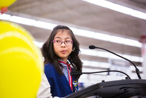 MIKAELA MACKENZIE / WINNIPEG FREE PRESS
Gianna Eusebio, 10, is crowned 2019 Champion Child for the Children's Hospital Foundation of Manitoba at the Walmart Winnipeg South Super Centre in Winnipeg on Tuesday, March 12, 2019. 
Winnipeg Free Press 2019.