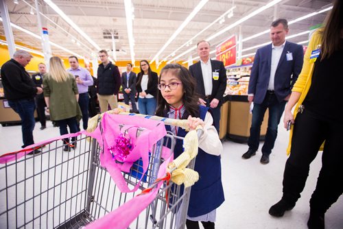 MIKAELA MACKENZIE / WINNIPEG FREE PRESS
Gianna Eusebio, 10, goes on a shopping spree after being crowned 2019 Champion Child for the Children's Hospital Foundation of Manitoba at the Walmart Winnipeg South Super Centre in Winnipeg on Tuesday, March 12, 2019. 
Winnipeg Free Press 2019.