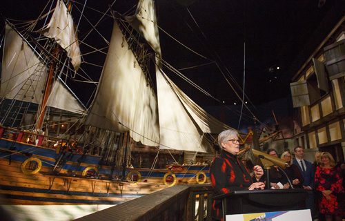 MIKE DEAL / WINNIPEG FREE PRESS
Roberta Christianson, chair of the Manitoba Arts Council talks during an announcement that the provincial government is releasing an action plan that will "guide the decision-making process for Manitoba's cultural and creative industries" Tuesday morning in the Nonsuch Gallery at the Manitoba Museum.
190312 - Tuesday, March 12, 2019.