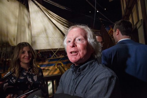 MIKE DEAL / WINNIPEG FREE PRESS
Dan Donahue, chair at Manitoba Film and Music, talks during an announcement that the provincial government is releasing an action plan that will "guide the decision-making process for Manitoba's cultural and creative industries" Tuesday morning in the Nonsuch Gallery at the Manitoba Museum.
190312 - Tuesday, March 12, 2019.