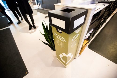 MIKAELA MACKENZIE / WINNIPEG FREE PRESS
The recycling bin for cannabis containers at Tokyo Smoke in Winnipeg on Thursday, March 14, 2019. 
Winnipeg Free Press 2019.