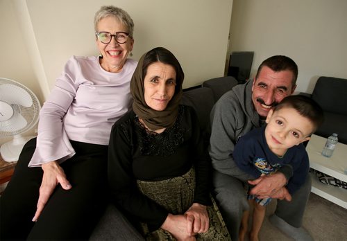 Volunteer Donna Alexander has been assisting Fani Zndnam and her husband Khaleel Zndnam as they adjust to life in Canada. Six of their nine children, including five-year-old Bewar, made it to Canada with them after fleeing Iraq, but three remain trapped in legal limbo overseas. Feb.13, 2019. Shannon VanRaes/Winnipeg Free Press