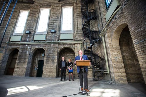 MIKAELA MACKENZIE / WINNIPEG FREE PRESS
Finance Minister Scott Fielding announces $10 million annual funding for the restoration and preservation of the Manitoba Legislative Building at a press conference in the space above the rotunda in Winnipeg on Friday, March 15, 2019. 
Winnipeg Free Press 2019.