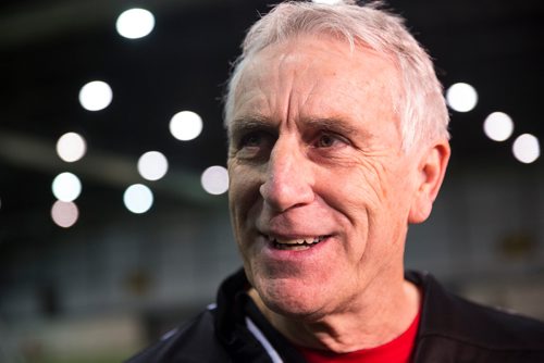 MIKAELA MACKENZIE / WINNIPEG FREE PRESS
Technical consultant John Peacock, a new addition to the Valour FC coaching staff, talks to media at practice at the Subway South Soccer Complex in Winnipeg on Monday, March 18, 2019. 
Winnipeg Free Press 2019.