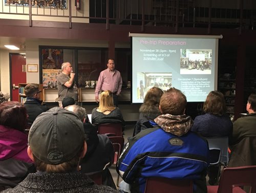 Supplied Photo
James Chagnon (left) and Jim Osler SCI teachers during an information session with parents of the thirty students from Springfield Collegiate Institute in Oakbank, MB who are travelling to Europe this Wednesday to visit three sites where Jewish people were murdered by Nazis in the Holocaust.
This trip isnt a part of a particular class  its an extracurricular trip that was open to any grade 11 or 12 Springfield Collegiate student interested.
190207 - Thursday, February 07, 2019.